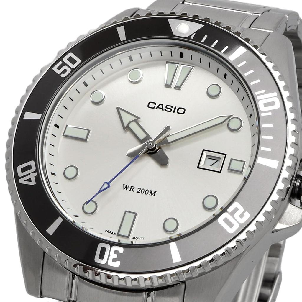 Casio Analog Dive Watch Duro Stainless Steel Silver Dial MDV-107D-7AV