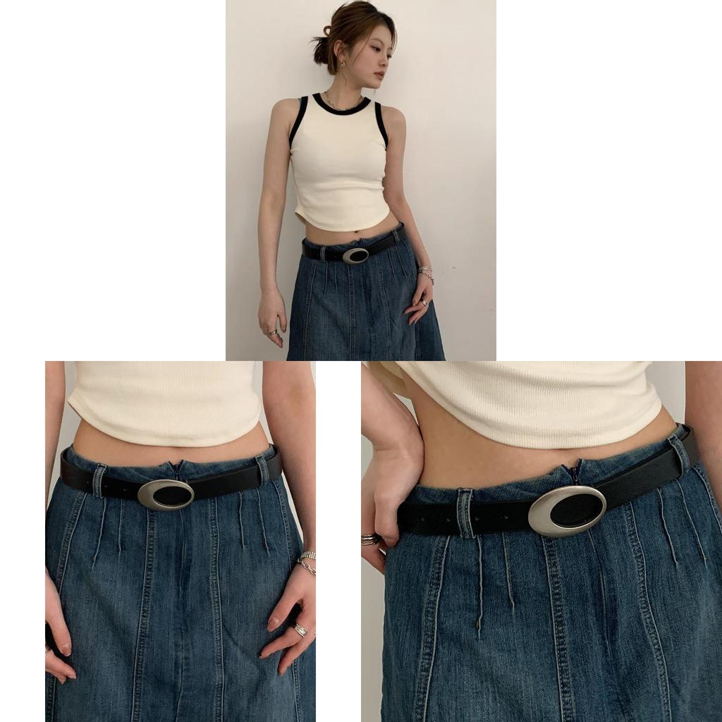 Minimalist Womens Pu Leather Belt For Daily Casual Style With Easy Closure