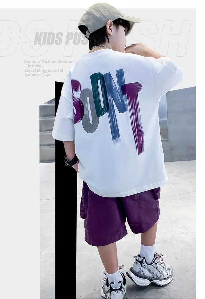 KOSIKINI Short and and Plus Sizes Available In Sizes and A Great Day Gift for Boys' 2-Piece Set T-Shirt, Sleeves, Shorts. Casual, Summer, Available.