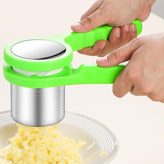 Rotary Garlic Press Vegetable Masher 304 Stainless Steel Manual Crusher with Nylon Handle Multi-Purpose Kitchen Utensil