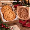Christmas Baking Supplies Woodland Animal Cookie Mold, Wooden Biscuit Stamps, Scene 3D Red Durable Wood Kitchenware Bird Elk Dachshund Cutter