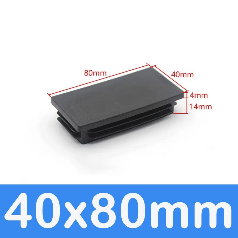 Rechthoekige Buis Dop Inzetstukken Zwart Plastic Afsluitdoppen 10x15mm-60x100mm Meubels Tafels Stoelen Voetdoppen