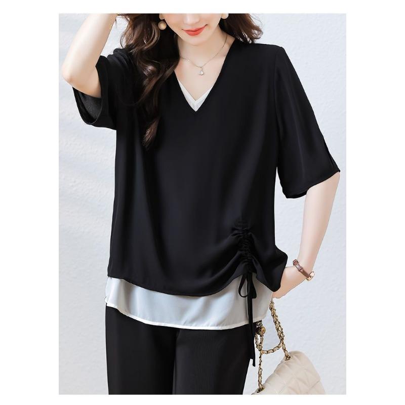 Chiffon Fashionable Short-sleeved T-shirt for Women, Trendy Summer Plus Size Fat Women's Hot Style Tops