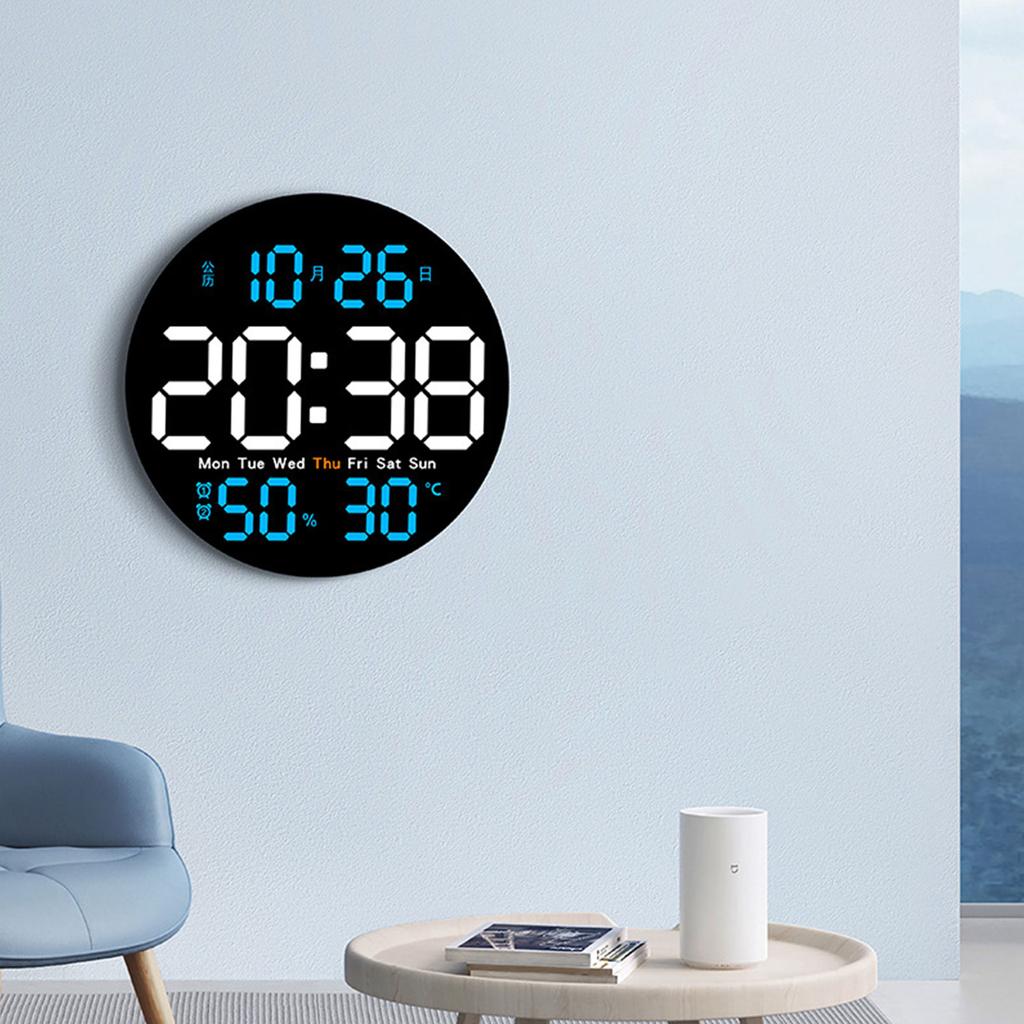 LED Digital Wall Clock Large Display Electronic Alarm Clock Remote Controlled Automatic Backlights Temperature Humidity