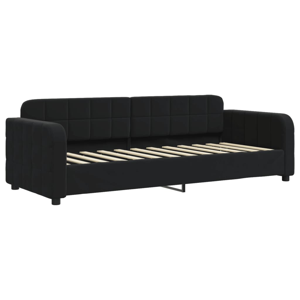 Extendable Daybed with Drawers Black 80x200 cm Velvet