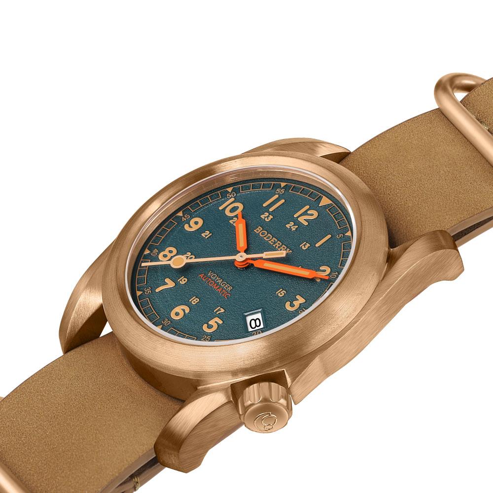 Boderry VOYAGER Field Watches Bronze Case Automatic For TMI NH35 Watch 100M Waterproof Clock Military Vintage Wristwatch Mens