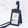 Genuine Leather Work ID Holder with Lanyard, Four Card Slots, Employee Badge Neck Strap.