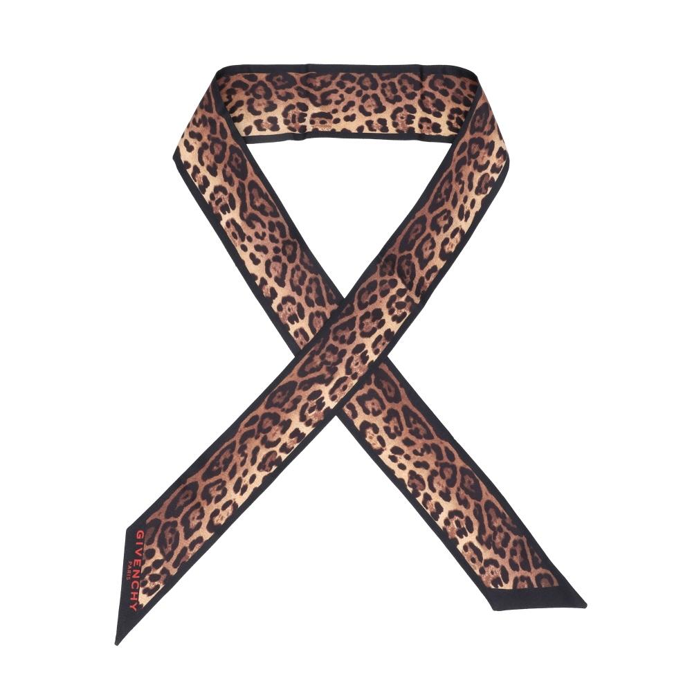 Givenchy Leopard Print Skinny Twill Silk Scarf 240 BG00P1G002 240