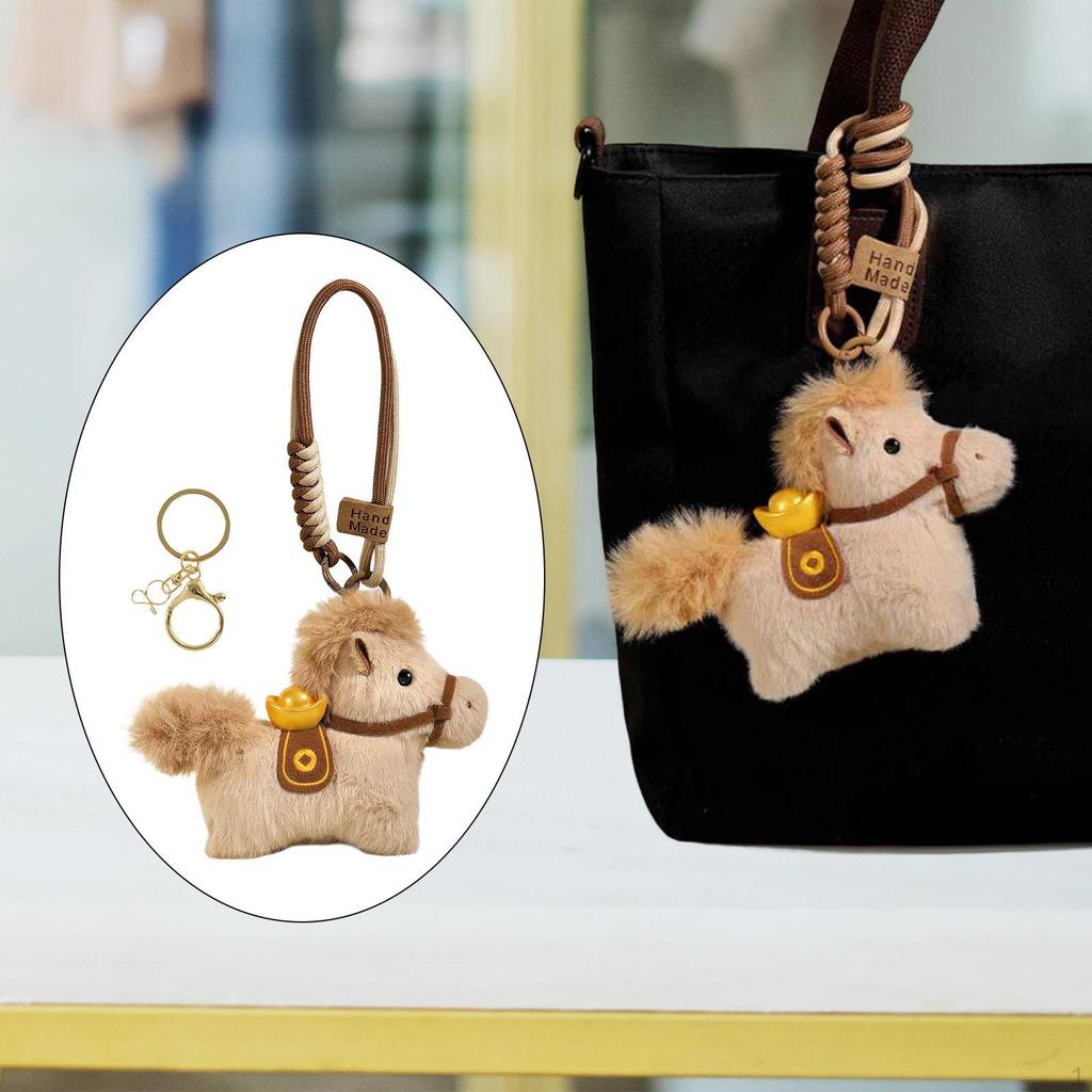 Horse Bag Charm Doll Toy Party Favor Gift Blessing Souvenir Key Pendant Stuffed Animal for Birthday