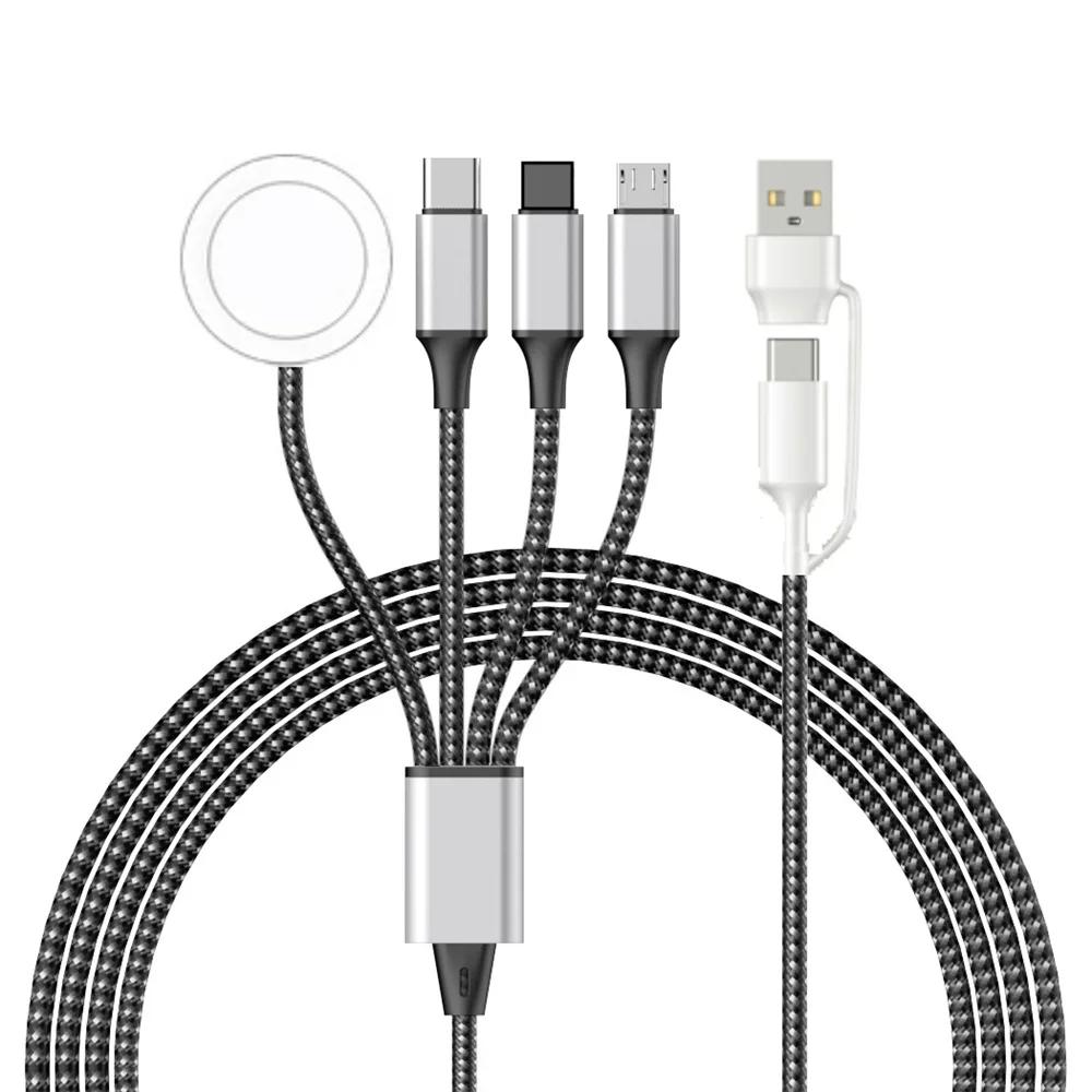 Cavo di Ricarica Multi Orologio 4 in 2 Per iPhone iWatch Caricabatterie Cavo di Ricarica Rapida Tipo-C USB Accessori di Alta Qualità per iPad Airpods