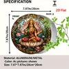 [2D Flat] 1pc Vintage Metal Sign - Hindu Goddess on Lotus Throne Aluminum Round Poster, Serene and Divine Imagery, Retro Wall Ar