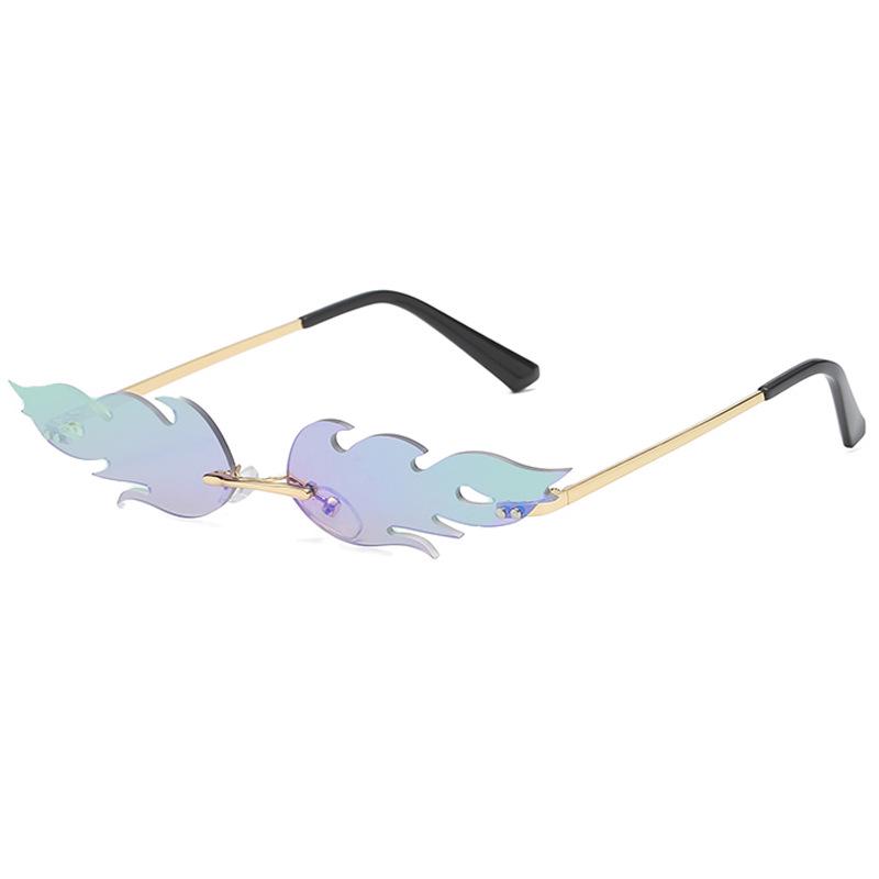 New fashion trend flame sunglasses men's and women's metal frameless street sunglasses European and American narrow-edge glasses S