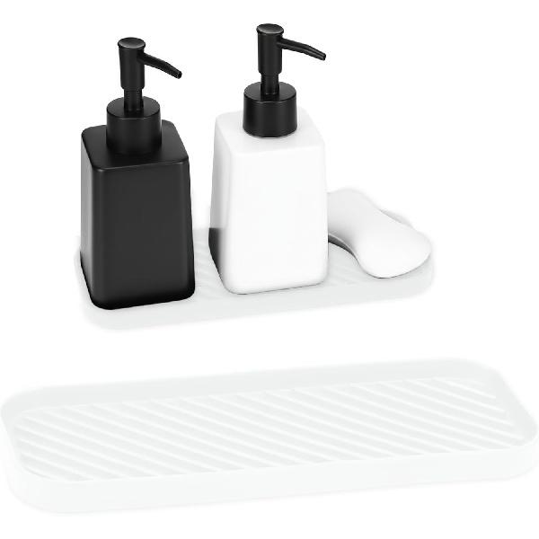 Silicone Kitchen Soap Tray & Bathroom Trays, Holders & Organizers - Dish Soap Holder, Kitchen Sink Tray, Heat Resistant (Black) чистый