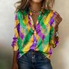Women's Shirt Blouse Print Button Long Sleeve Casual Basic Shirt Collar Regular Top