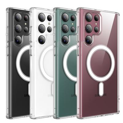 Magnetické pouzdro pro Samsung Galaxy S23 Ultra Magsafe pouzdra Samsung S22 Plus bezdrátové nabíjení silikonové průhledné kryty funda