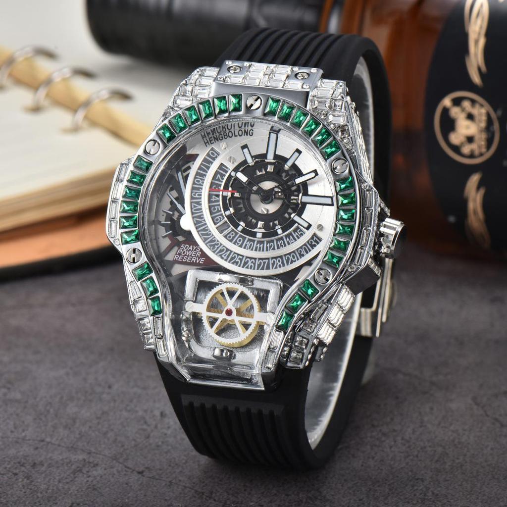Men's Quartz Watch with Three-Needle Design, Sports Style, Irregular Full Diamond Shape, Similar to Jason Statham's Watch in Warcraft.