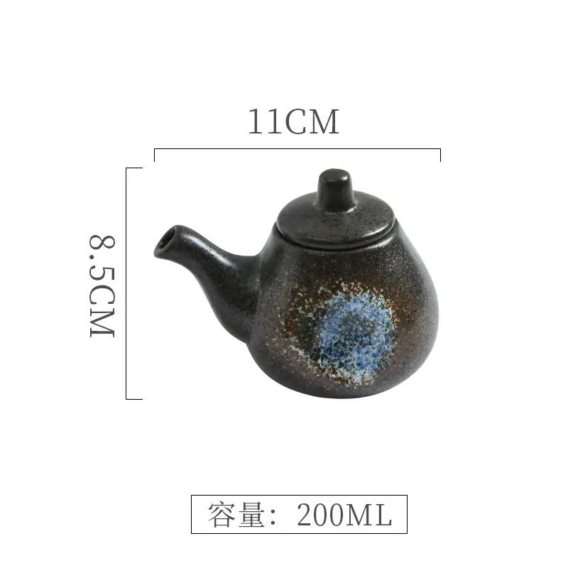 Japanese Retro Ceramic Oil Pot Household Kitchen Utensils Seasoning Pot Oil Vinegar Seasoning Bottle Kitchen Ceramic Tableware