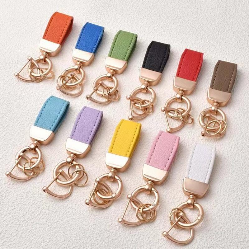 1PC Goat Pattern High-end Keyring New French Car Keychain Hardware Key Holder High Quality Lambskin Leather Keychain