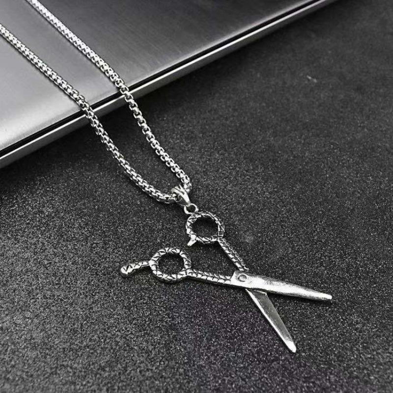 Street Trendy Scissors Pendant Necklace Men's and Women's Long Sweater Chain Korean Version Personalized Hip Hop Style Pendant