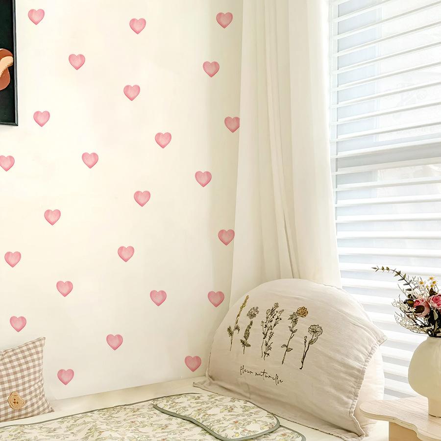 Rosa herzförmige Wandaufkleber, Mädchenzimmer Wanddekorationsaufkleber, Warme Schlafzimmer selbstklebende Wandaufkleber