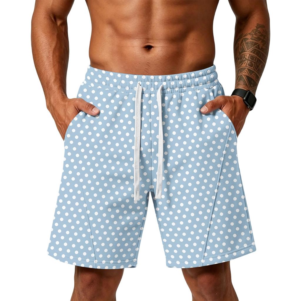 Men's Loose Fit Polka Dot Athletic Shorts with Pockets Elastic Waistband Drawstring for Training Gym Beach Casual Wear