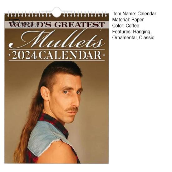 2024 Daily Calendar Maximize Productivity Hanging Ornamental Classic Modern World's Greatest Mullets Calendar Gift