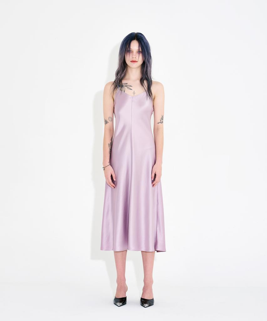 Wordog Bias Cut Acetate Drift Slit Dress Lavender