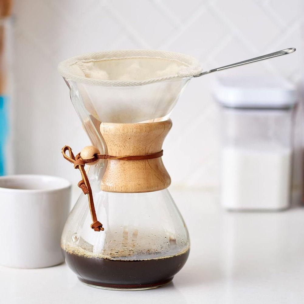 Reusable Pour Over Coffee Dripper Stainless Steel Handle Coffee Sock Filter  Home