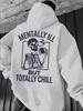 Retro Skull Element Fashionable Hoodie with Fun Letters, Suitable for Casual and Sports Wear, a Must-have Item for Autumn and Winter