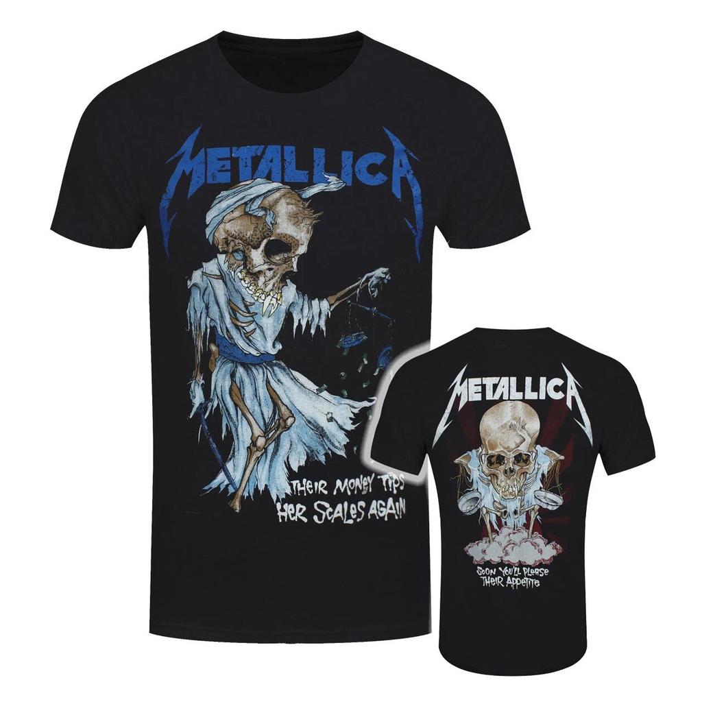 New Metallica Rock Metal Band Retro Skeleton Reaper 3D Neutral Tshirt Street Wear Short Sleeve Round Neck Shirt Mens Wear