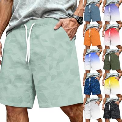 Herren Casual Kordelzug Taille Sportshorts Entspannte Passform Leichtes Atmungsaktives Material Farbverlauf Druck Elastischer Bund
