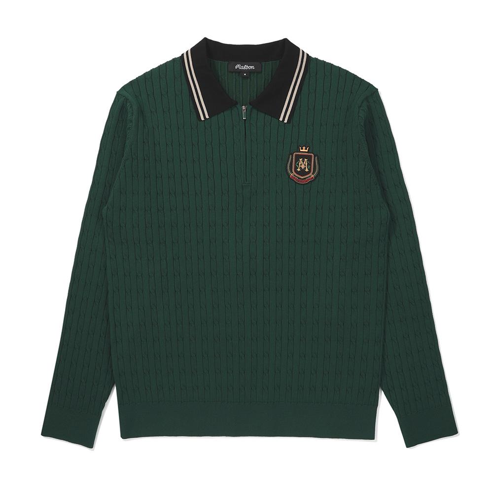 MALBON GOLF Classic Cable Half-Zip Sweater Green (Man)