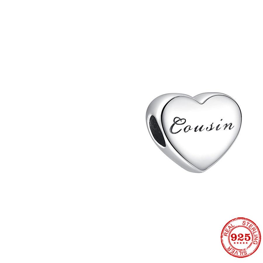 Nový Měděný Bratr Sestra Máma Táta Syn Dcera Manželka Srdce Přívěsek Korálek Pro Ženy Pasuje na Originální Náramek Diy Šperky