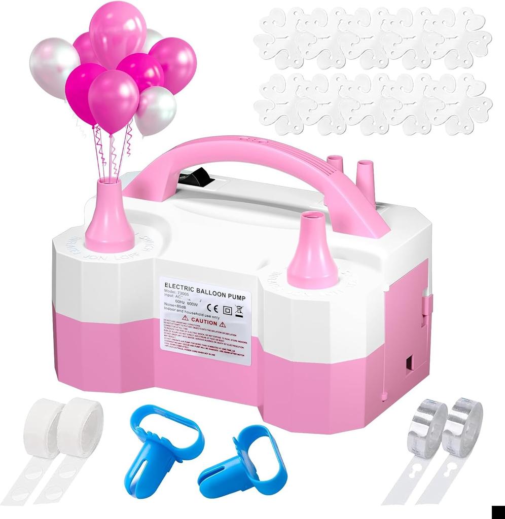 Balloon Pump, Balloon Pump Electric, Portable Dual Nozzle Electric Blower Air Pump Inflator for Party Decoration