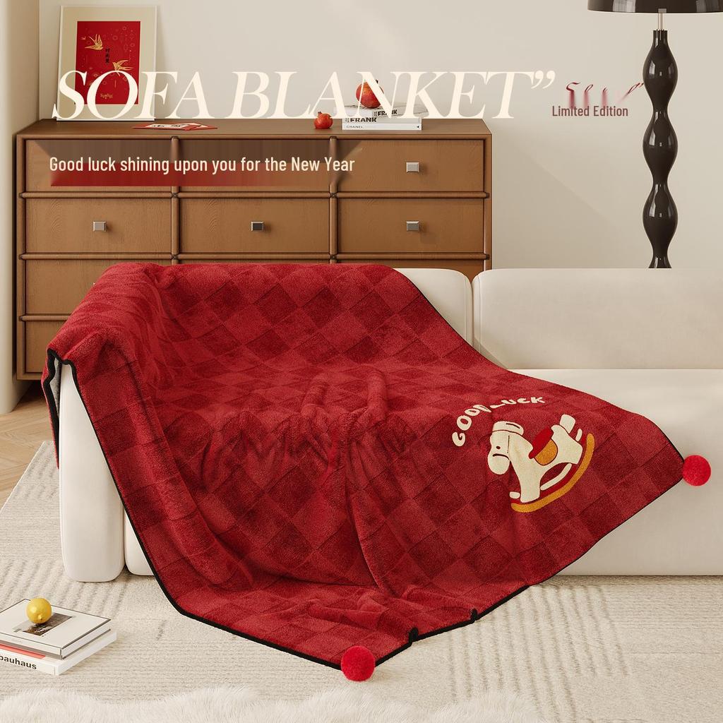 Year of the Horse Red Zodiac Blanket: Festive Winter Throw for New Year