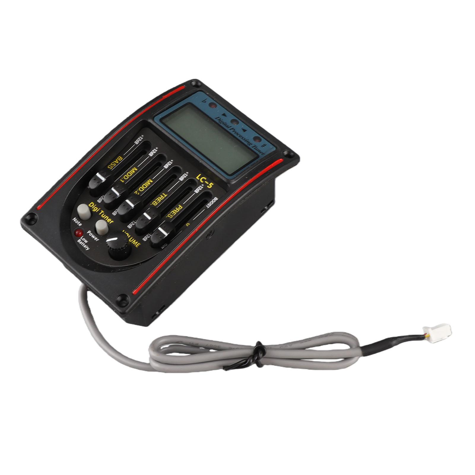 LCD 5 Band Acoustic Guitar Preamp EQ LC 5 Equalizer Tuner Piezo Pickup