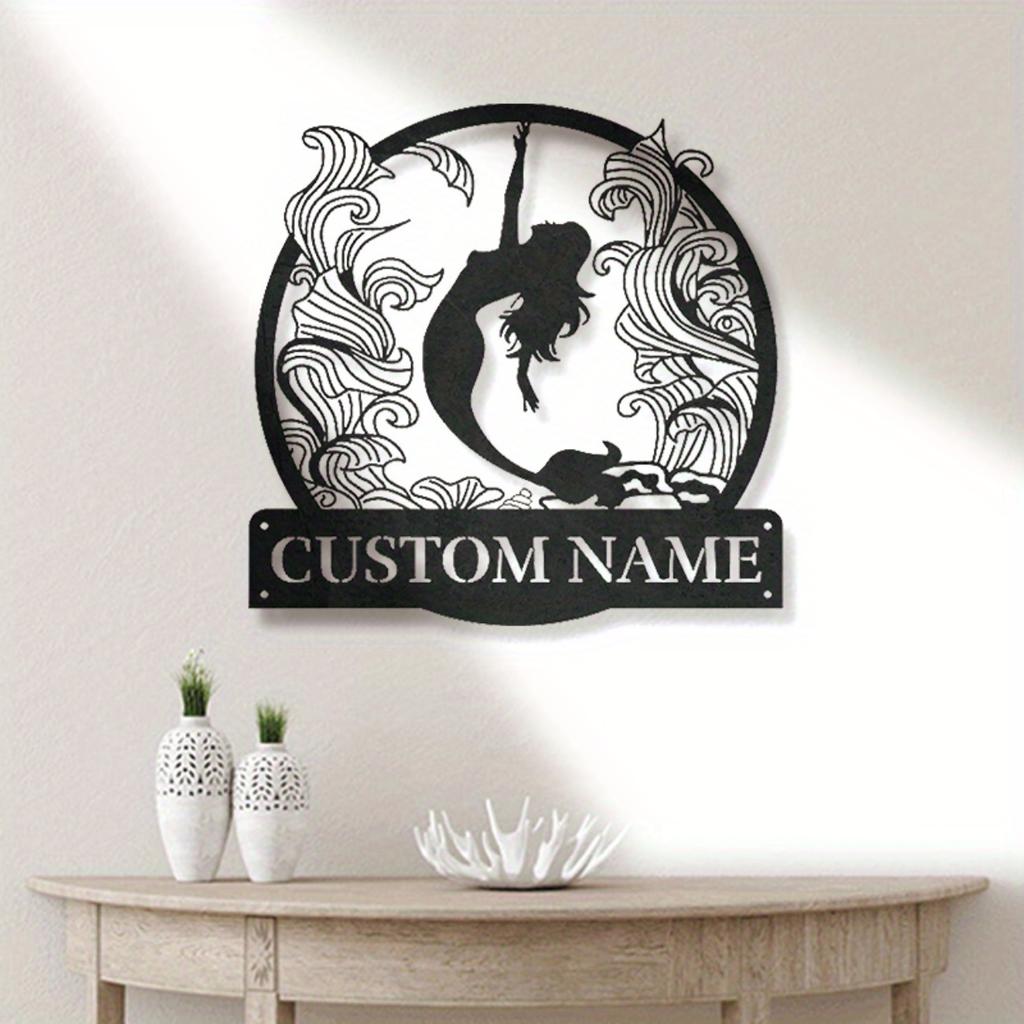 1pc Mermaid Metal Wall Art Custom Name Sign Farmhouse Decor
