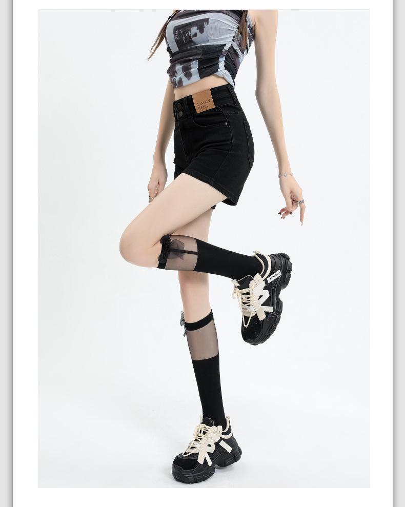 Shorts Vaqueros Retro de Cintura Alta Corte A para Mujer 2024 - Corte Ajustado, Pierna Ancha, Talla Pequeña, Combinación Perfecta para Verano
