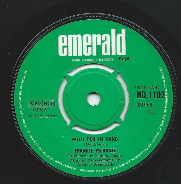 

7inch Record FRANKIE MCBRIDE - With Pen In Hand MD1102 Emerald 1968 UK Pop Used