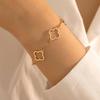 2Pcs Women's Lucky Clover & Heart Bracelet Set - Stainless Steel Base with Shiny Zircon Charms, Elegant Party Jewelry Perfect fo