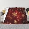 Glittery Red Gold Snowflake Blankets,Festive Swirl Snowflake Design for Christmas Decor, Couch & Bed,Soft Cozy Throw for Winter Giving & Home Accents 