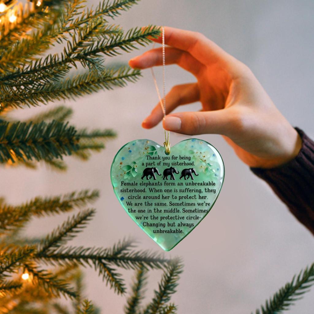 New Heart Shaped Sea Glass Friendship Ornament Christmas Inspirational Friendship Snowflake Ornament Christmas Gift