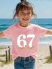 Kids Black 67 Number with Hands Graphic TShirt Soft Cotton Minimalist Tee for Boys  Girlsdf0180