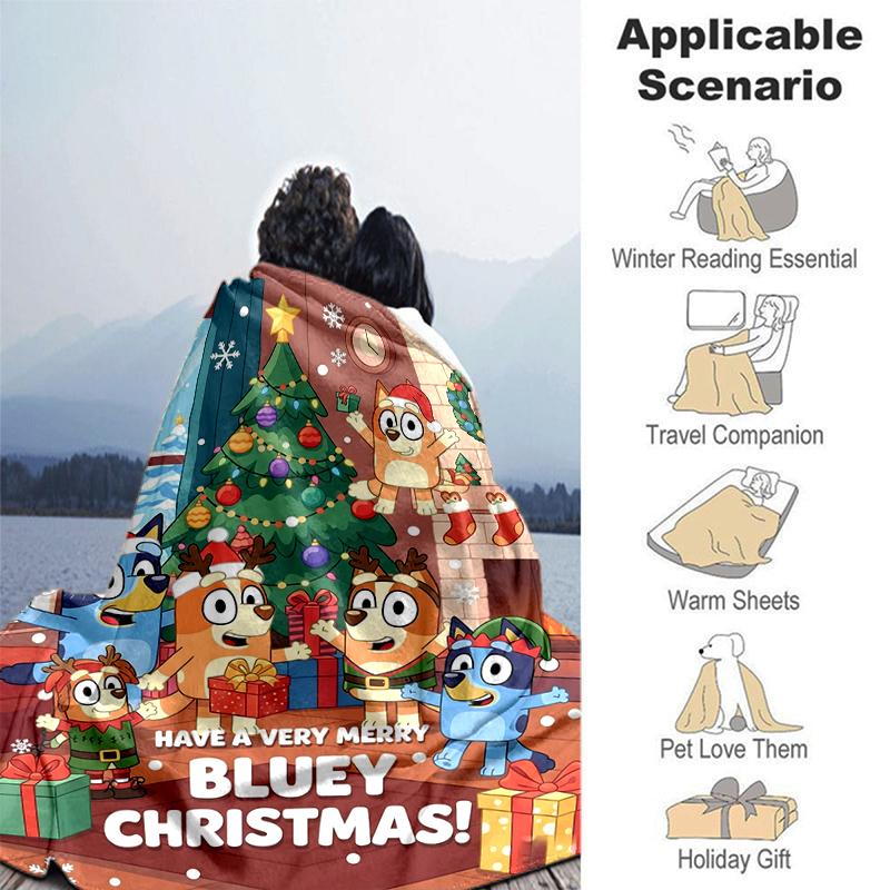 1Pc Bluey'S Festive Friends Blanket Soft And Comfortable Casual Warm Camping Travel Christmas Halloween Gift M92138