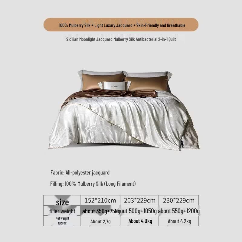 FUANNA 100% Mulberry Silk All-Season Duo Quilt