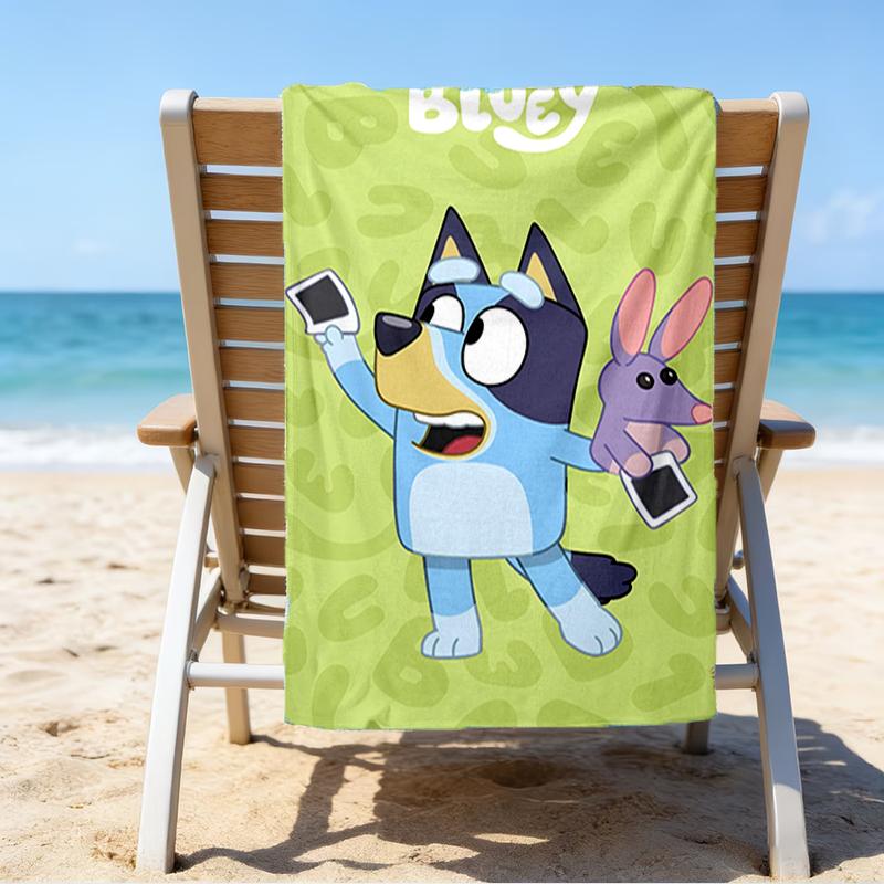 Ultra-Soft Beach Towel with Bluey Theme,Ideal for Pool - Camping, Diving - Perfect Travel Essential, Vibrant Beach Towel.
