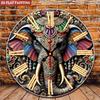 Elephant Wall Clock. Colorful Decorative Timepiece with Roman Numerals for Living Room or Bedroom.