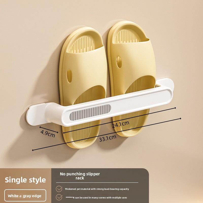 

Bathroom Creative No-punch Slippers Towels Kitchen Wall Hanging Draining Pot Cover Bathroom Shelf White&Grey Trim Short