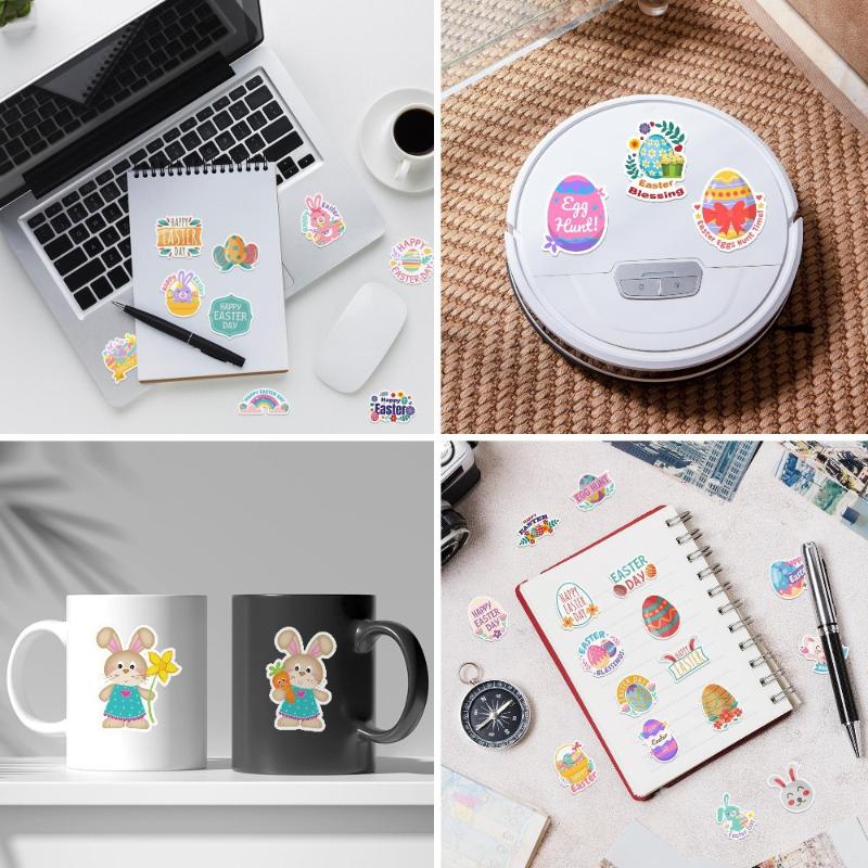 50 Stück/Set Oster Graffiti Aufkleber Niedliche Kaninchen Osterei Cartoon Festival Aufkleber DIY Gepäck Telefon Gitarre Klassisches Kinderspielzeug
