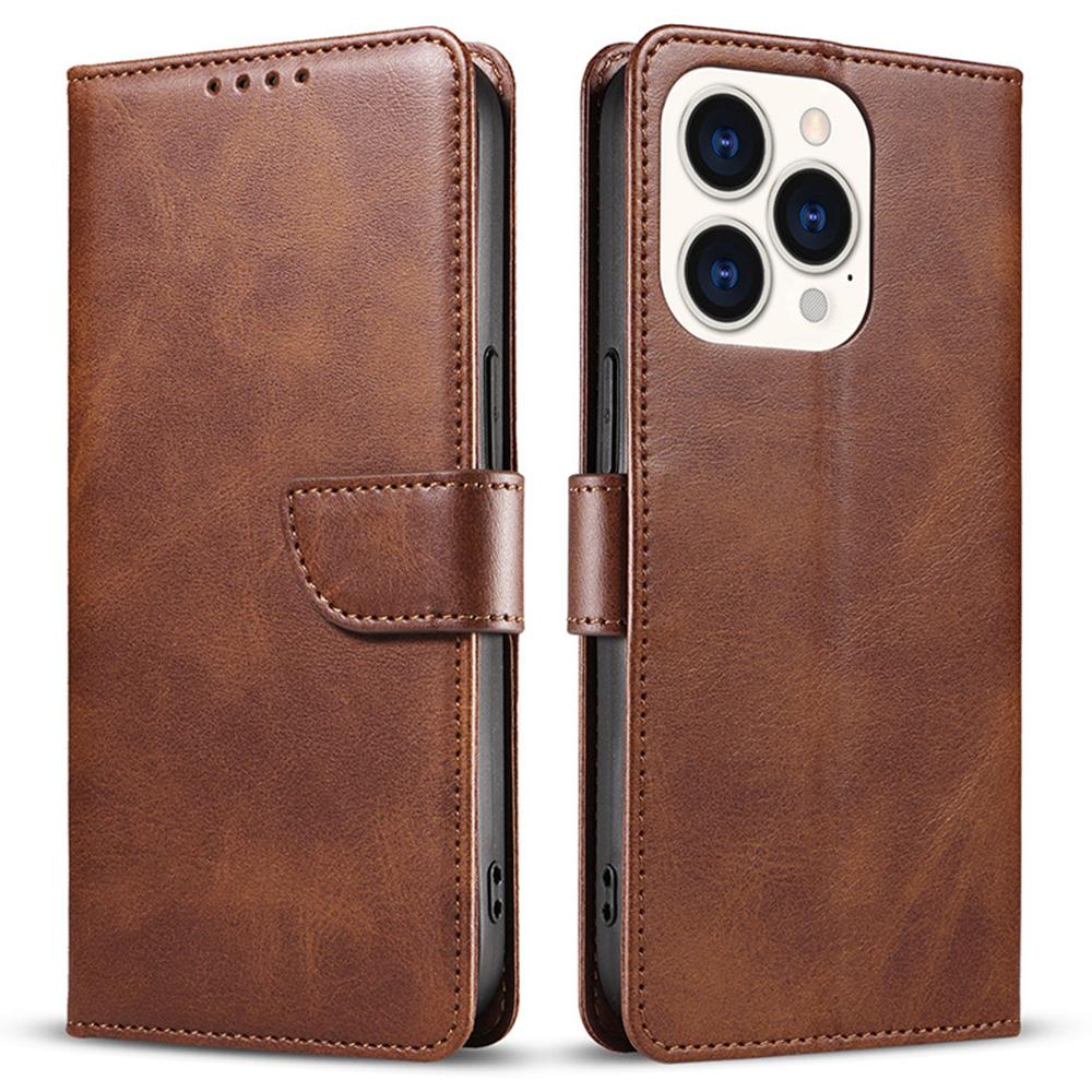For iPhone 16 Pro Max Case Calf Texture Magnetic Clasp Wallet PU Leather Phone Cover